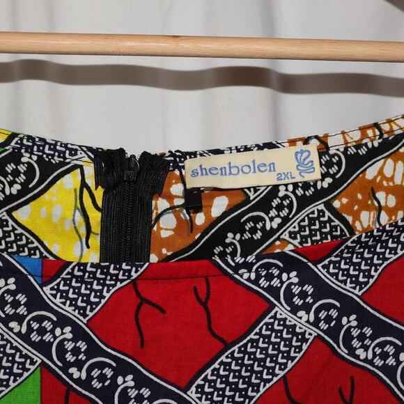 NWT Shenbolen Size 2X Multicolor Top Flared Sleeves Round Neck Zipper - Picture 3 of 14